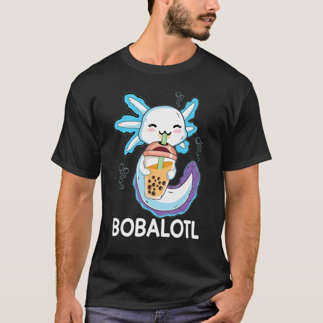 Bobalotl Axolotl Milk Tea Axolotl Drinking Boba Te T-Shirt (Vorderseite)