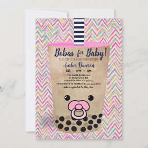 Bobas für Baby Pink Boba Tee Inspiriert Babydusche Feiertagskarte