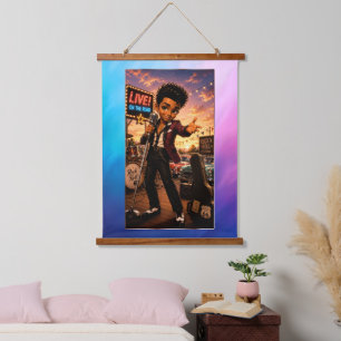 Bobby Chibi Rockabilly Dawn Wandteppich Mit Holzrahmen
