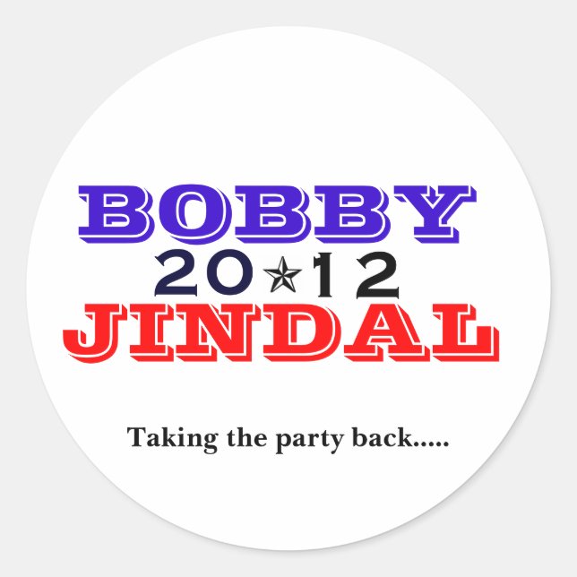 Bobby Jindal 2012 Runder Aufkleber (Vorderseite)