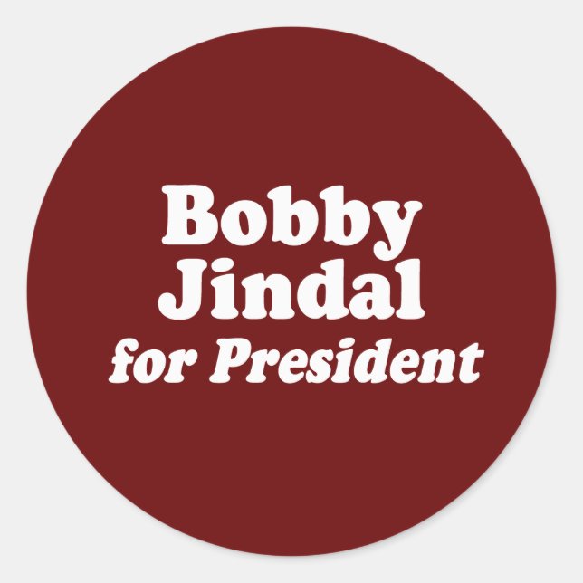 BOBBY JINDAL FÜR PRÄSIDENT 2 RUNDER AUFKLEBER (Vorderseite)