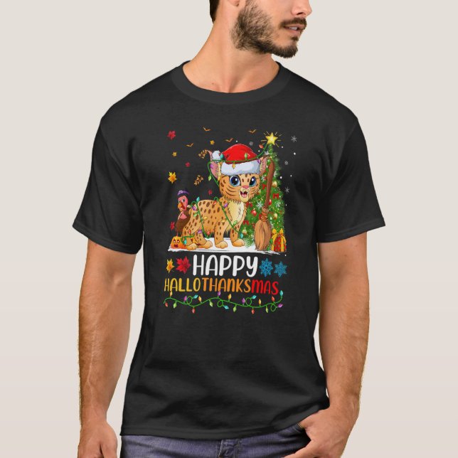 Bobcat Animal Happy Bobcat Hellothanksmas T-Shirt (Vorderseite)