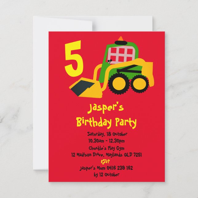 Bobcat Bagger Einladung (Vorderseite)