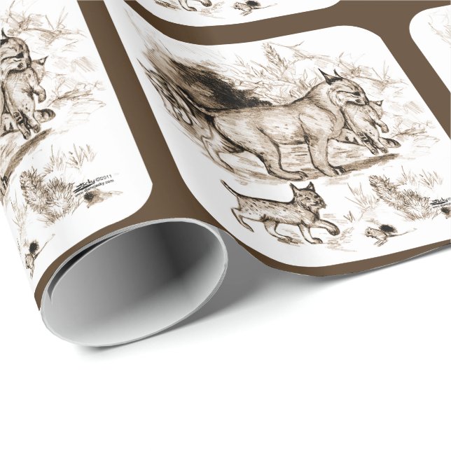 Bobcat Familie Geschenkpapier (Rolleneckpunkt)