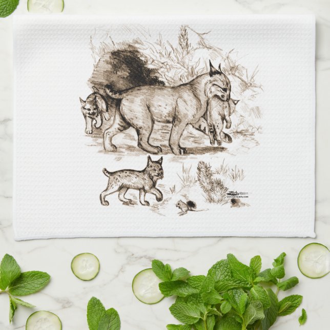 Bobcat Familie Geschirrtuch (Gefaltet)