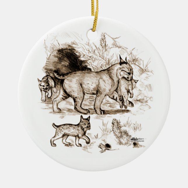 Bobcat Familie Keramikornament (Vorne)