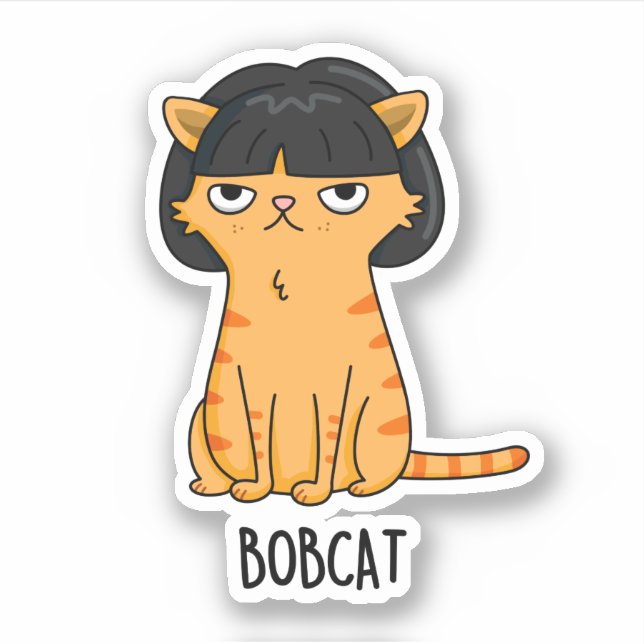 Bobcat Funny Cat Bob Hair Puff Aufkleber (Vorderseite)