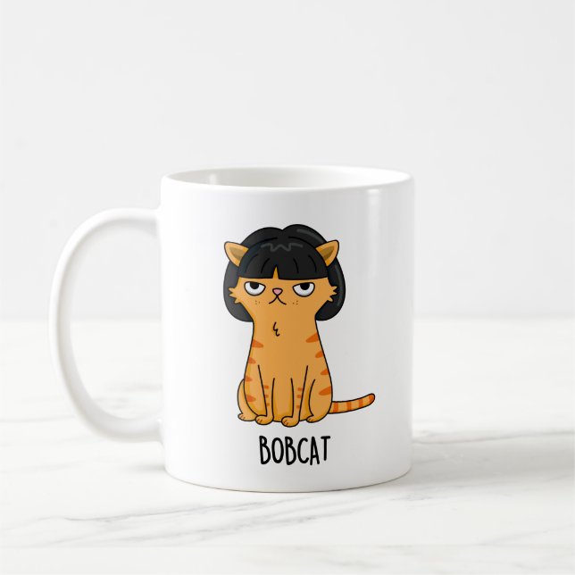 Bobcat Funny Cat Bob Hair Puff Kaffeetasse (Links)