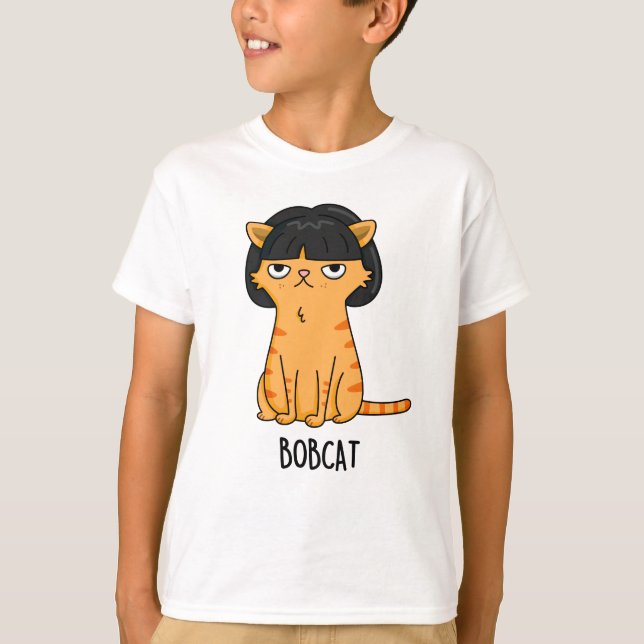 Bobcat Funny Cat Bob Hair Puff T-Shirt (Vorderseite)