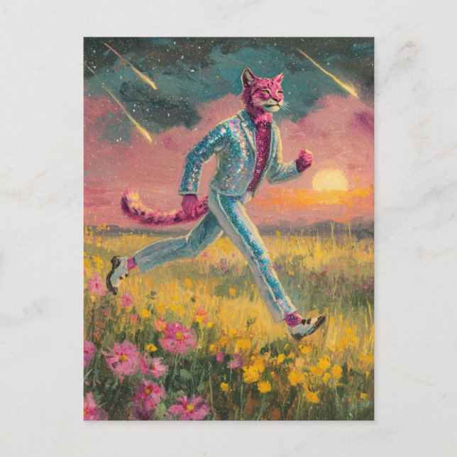 Bobcat in einem silbernen Anzug  Postkarte (Vorderseite)