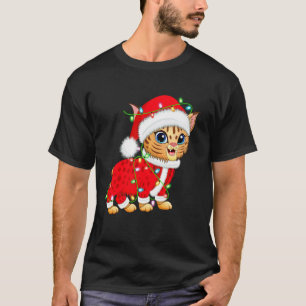 Bobcat Luchs Weihnachtsbeleuchtung Santa Kostüm Sü T-Shirt