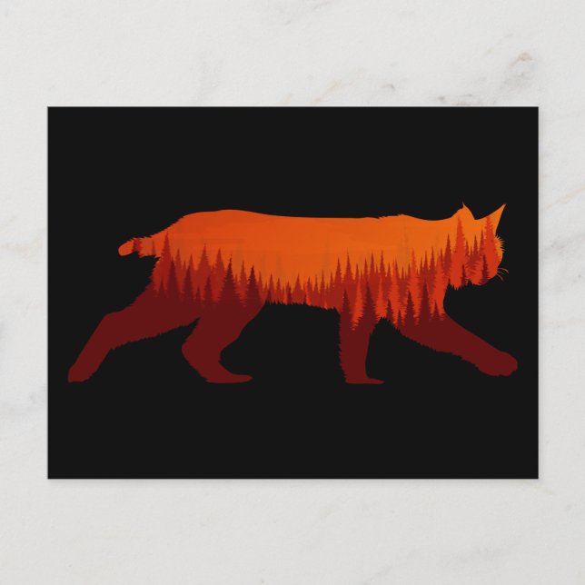 Bobcat Lynx Forest Tree Landschaft Wilderness Sun Postkarte (Vorderseite)