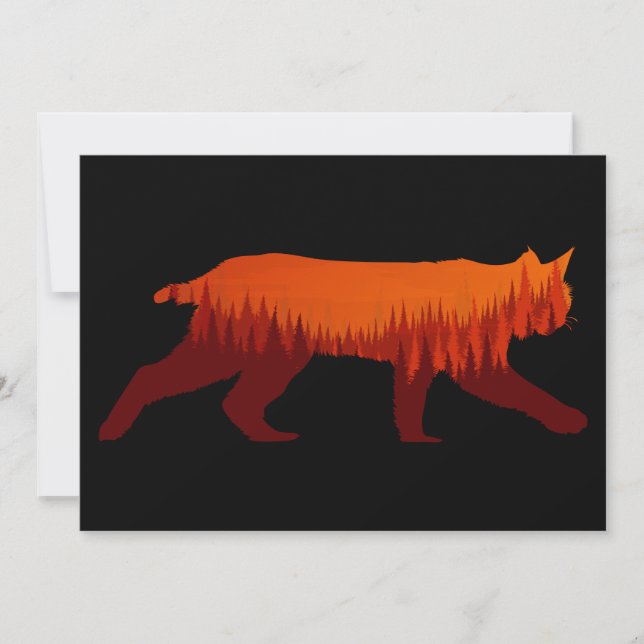 Bobcat Lynx Forest Tree Landschaft Wildnis Einladung (Vorderseite)