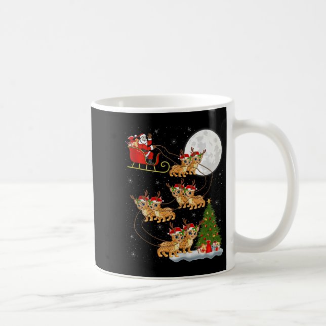 Bobcat Lynx Santa Sleigh Flying Funny Magical Chri Kaffeetasse (Rechts)