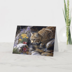 Bobcat mit Wildblumen Landschaftlich Art Karte