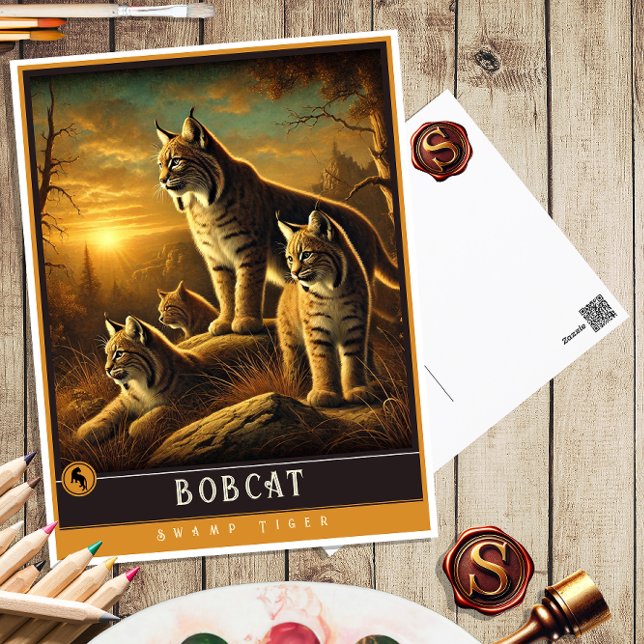 Bobcat | Niedliche Vintage Tierpostkarte Postkarte (Von Creator hochgeladen)
