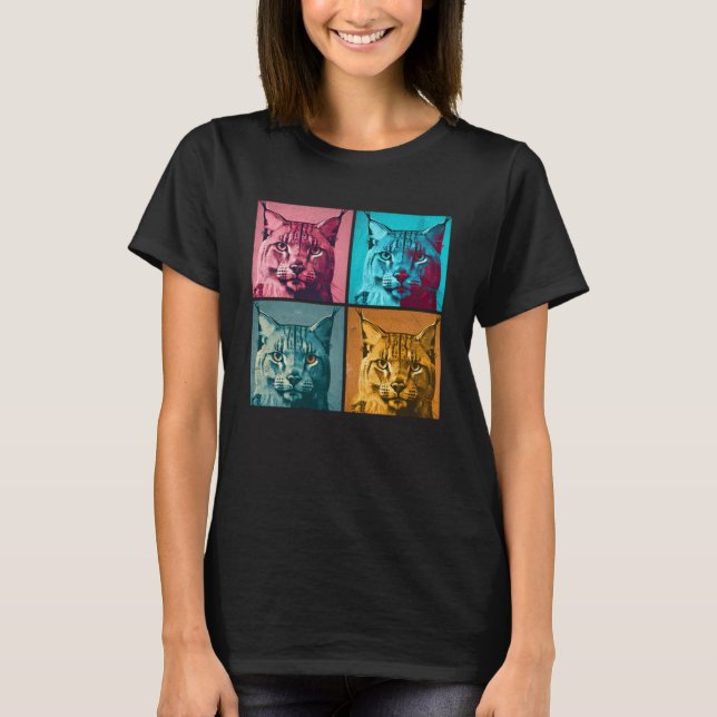 Bobcat Pop Illustration farbenfrohe Tierfrauen Män T-Shirt (Vorderseite)