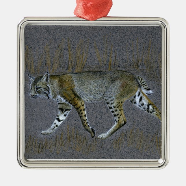 Bobcat Silbernes Ornament (Vorne)