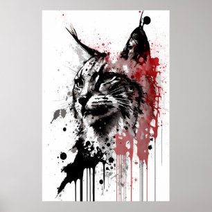 Bobcat Tintenportrait Poster