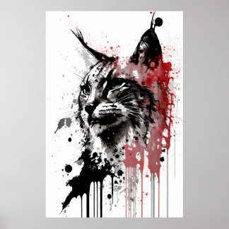 Bobcat Tintenportrait Poster