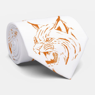 Bobcat Wild Cat Team Mascot Necktie Burnt Orange Krawatte