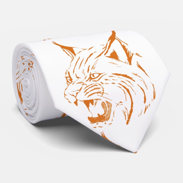 Bobcat Wild Cat Team Mascot Necktie Burnt Orange Krawatte (Gerollt)