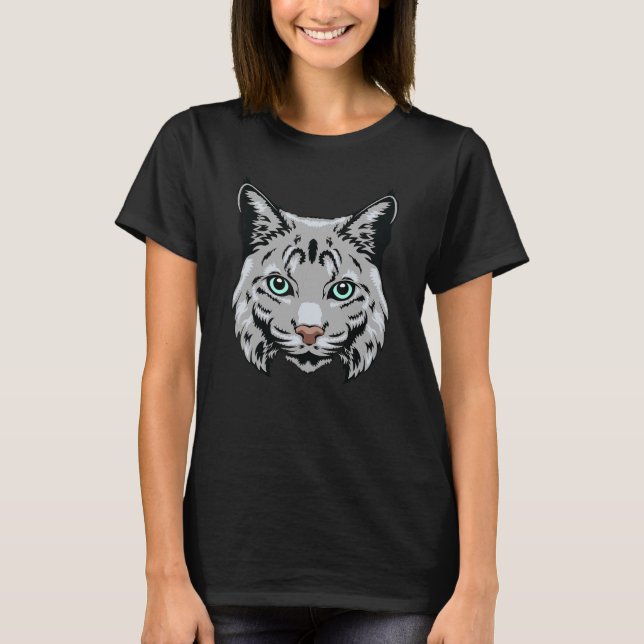 Bobcat Wildcat Staring Cool Animal Head Gesicht Ma T-Shirt (Vorderseite)