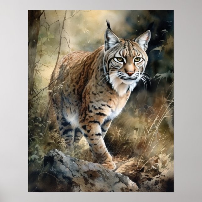 Bobcat Woodland Animal Art Print Poster (Vorne)