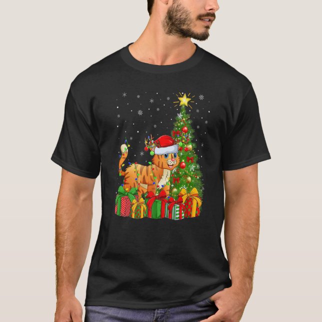 Bobcat  Xmas Holiday Santa Bobcat Christmas Tree T-Shirt (Vorderseite)