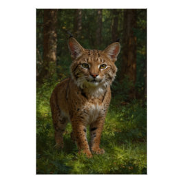 Bobcat Youngster and Forest Trail Poster