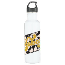 Bobcats Checkerboard Water Bottle: Gold v2