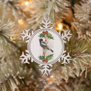 Bobolink Bird Snowflake Weihnachtsschmuck Schneeflocken Zinn-Ornament