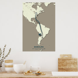 Bobolink Migration Map - Minimalistischer Vintager Poster