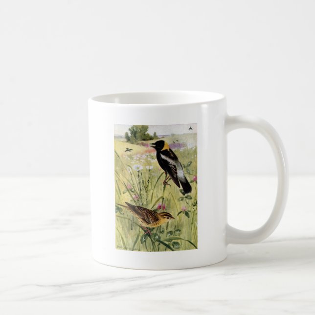 Bobolinks, Gänseblümchen und rosa Klee Tasse (Rechts)