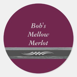 Bobs Mellow Merlot Weinetiketten Runder Aufkleber