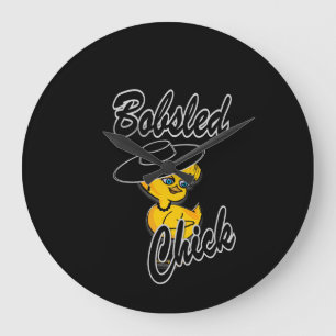 Bobsled Chick #4 Große Wanduhr