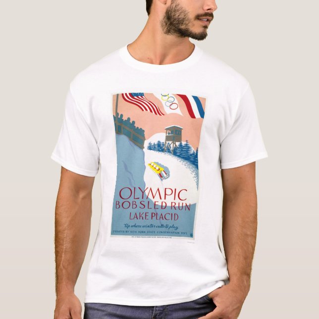 Bobsled-olympisches Lake Placid WPA 1938 T-Shirt (Vorderseite)