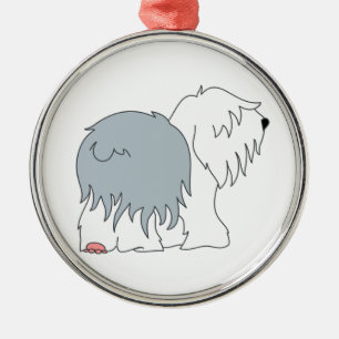 Bobtail Schäferhund Silbernes Ornament