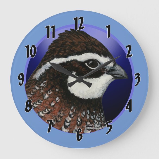 Bobwhite Quail Head Circle Große Wanduhr (Vorderseite)