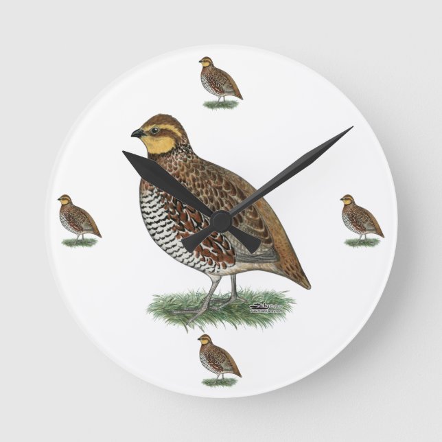 Bobwhite Quail Hen Runde Wanduhr (Vorderseite)