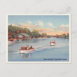 Boca Grande, Gasparilla Island Vintage Bootsszene Postkarte