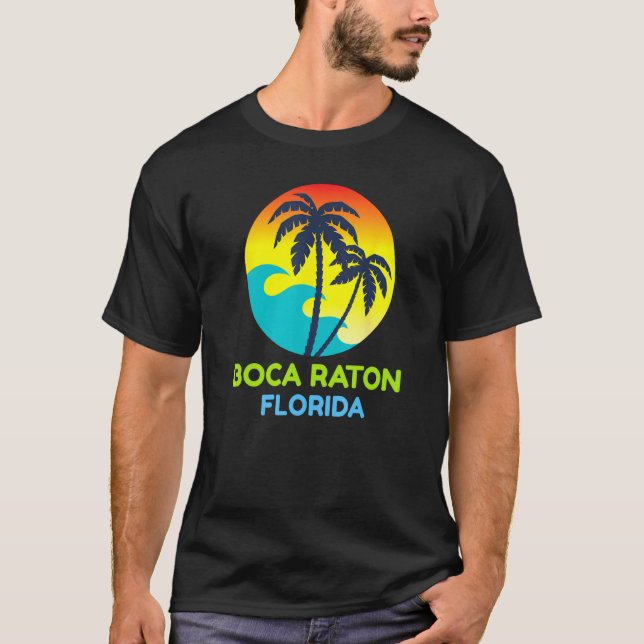 Boca Raton Florida Beach Trip Tropical Retro T-Shirt (Vorderseite)
