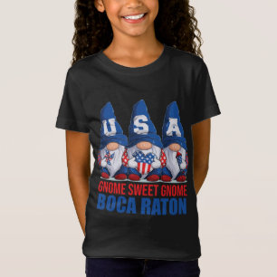 Boca Raton Florida Gnome Sweet Gnome American Flag T-Shirt