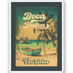Boca Raton Florida Palm Tree Beach Vintag FL Aufkleber