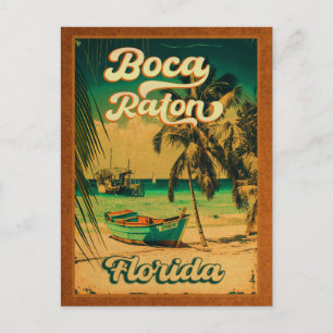 Boca Raton Florida Palm Tree Beach Vintag FL Postkarte