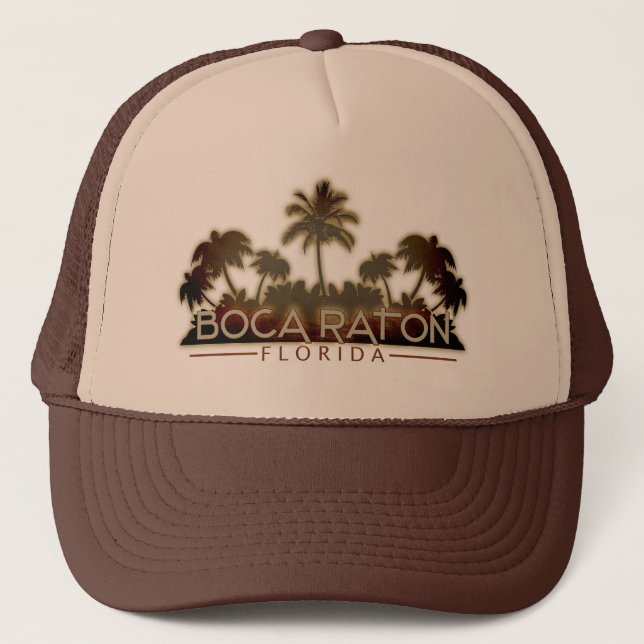 Boca Raton Florida Palmbaumhut Truckerkappe (Vorderseite)