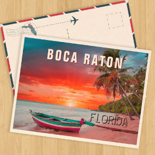 Boca Raton Florida Palme Strand Vintage 1960er Postkarte