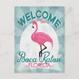 Boca Raton Florida Pink Flamingo Retro Postkarte