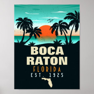 Boca Raton Florida Retro-Sonnenuntergang Strand So Poster