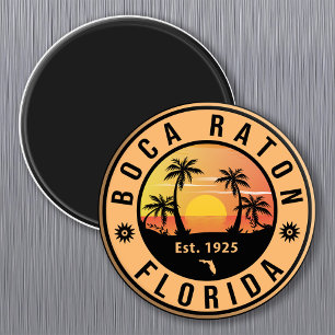 Boca Raton Florida Retro Sunset Beach Souvenirs Magnet
